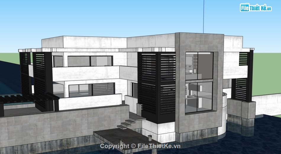 biệt thự đẹp 2,biệt thự đẹp 2 tầng,biệt thự 2 tầng đẹp,sketchup biệt thự 2 tầng