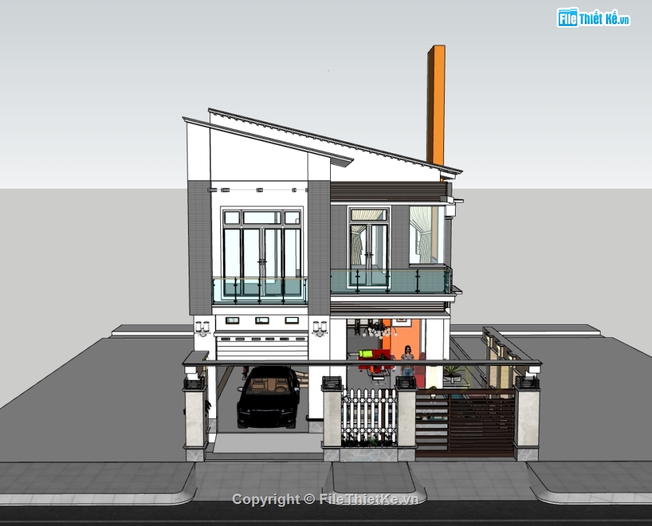 biệt thự 2 tầng,biệt thự hiện đại,Sketchup biệt thự hiện đại,file su biệt thự 2 tầng