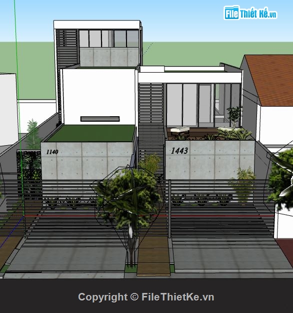 biệt thự 2 tầng,sketchup biệt thự 2 tầng,su biệt thự 2 tầng