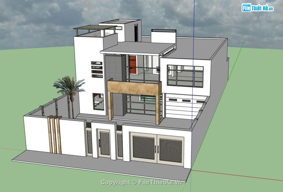 biệt thự 2 tầng,sketchup biệt thự 2 tầng,file su biệt thự 2 tầng