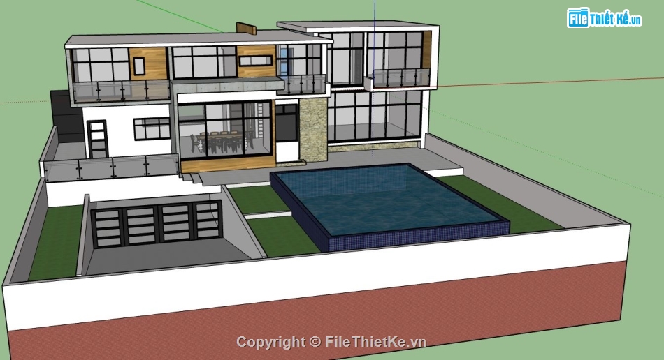 biệt thự 2 tầng,model su biệt thự 2 tầng,su biệt thự 2 tầng,sketchup biệt thự 2 tầng