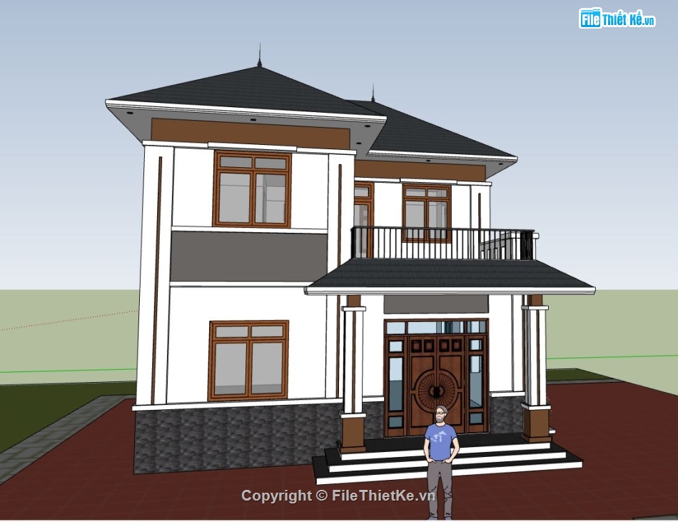 biệt thự 2 tầng,sketchup biệt thự 2 tầng,model su biệt thự 2 tầng