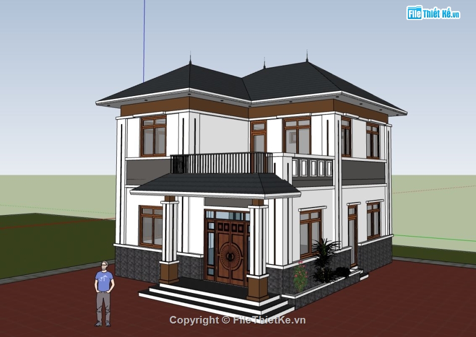 biệt thự 2 tầng,sketchup biệt thự 2 tầng,model su biệt thự 2 tầng
