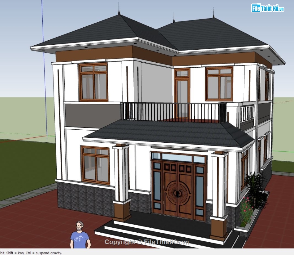 biệt thự 2 tầng,sketchup biệt thự 2 tầng,model su biệt thự 2 tầng