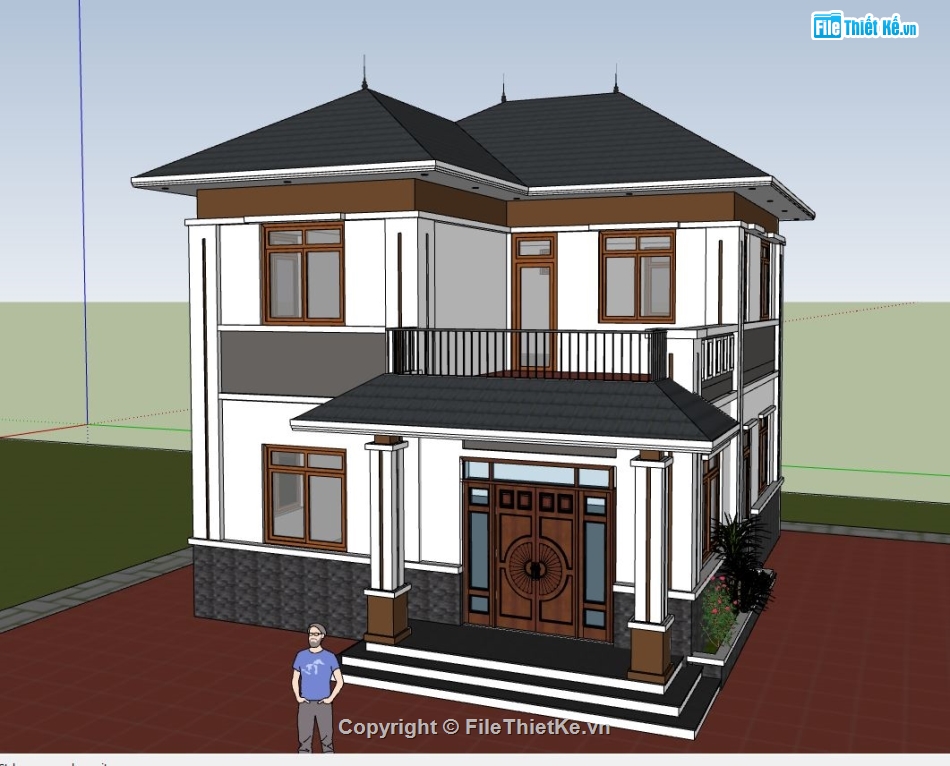 biệt thự 2 tầng,sketchup biệt thự 2 tầng,model su biệt thự 2 tầng