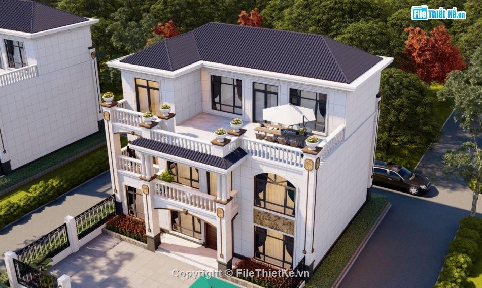 Model su biệt thự 3 tầng,biệt thự 3 tầng,mẫu biệt thự 3 tầng