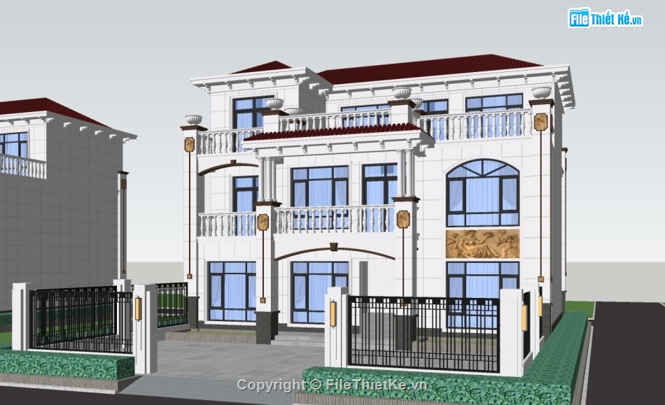 Model su biệt thự 3 tầng,biệt thự 3 tầng,mẫu biệt thự 3 tầng