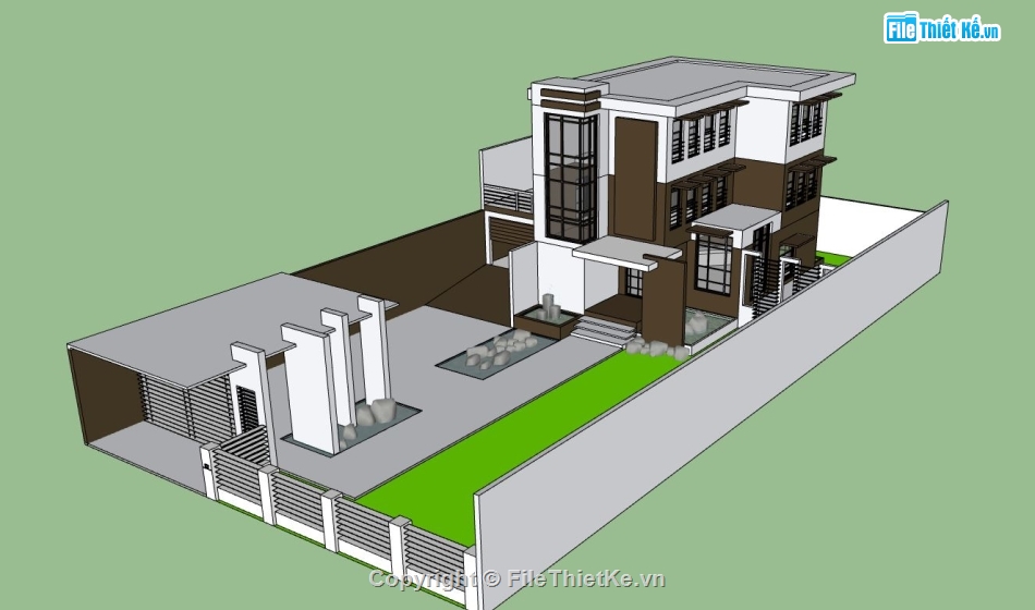 biệt thự 3 tầng,model su biệt thự 3 tầng,sketchup biệt thự 3 tầng
