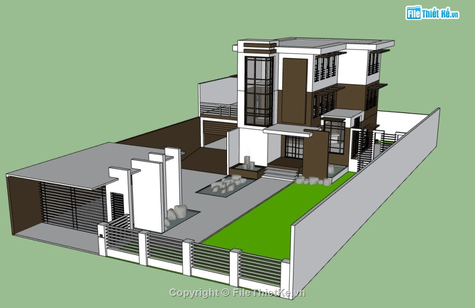 biệt thự 3 tầng,model su biệt thự 3 tầng,sketchup biệt thự 3 tầng