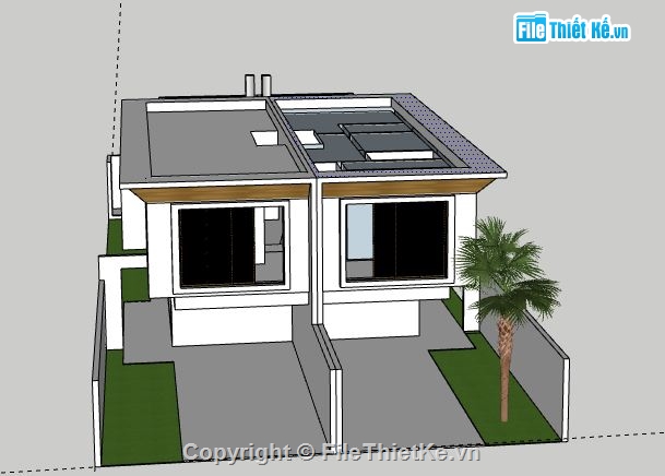 Biệt thự song lập 2 tầng,Biệt thự song lập,file su biệt thự 2 tầng,biệt thự 2 tầng song lập,file sketchup biệt thự