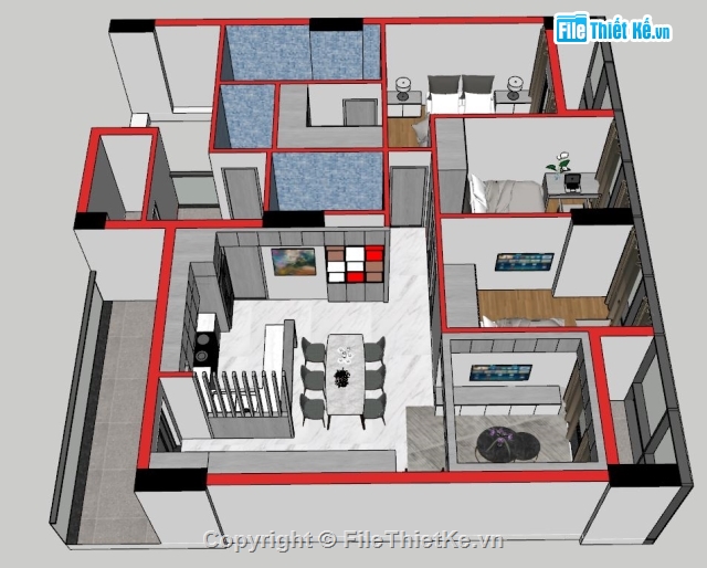Sketchup nội thất chung cư,chung cư,nội thất,thiết kế nội thất chung cư