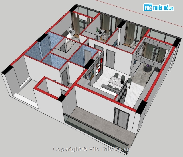 Sketchup nội thất chung cư,chung cư,nội thất,thiết kế nội thất chung cư