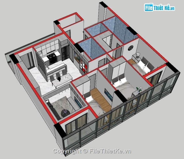 Sketchup nội thất chung cư,chung cư,nội thất,thiết kế nội thất chung cư