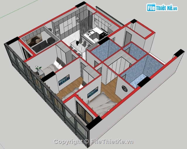 Sketchup nội thất chung cư,chung cư,nội thất,thiết kế nội thất chung cư