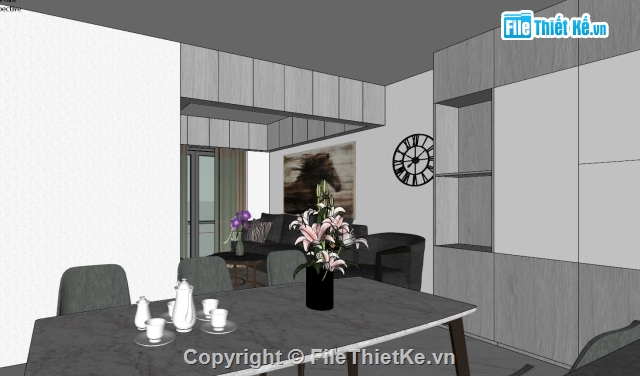 Sketchup nội thất chung cư,chung cư,nội thất,thiết kế nội thất chung cư