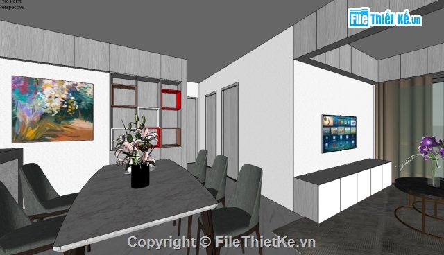 Sketchup nội thất chung cư,chung cư,nội thất,thiết kế nội thất chung cư