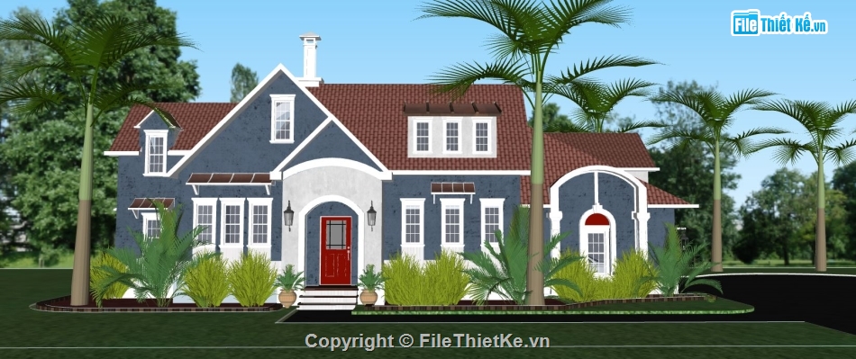 biệt thự 3 tầng mái thái,biệt thự mái thái,sketchup biệt thự 1 tầng,biệt thự nhà vườn,mẫu biệt thự đẹp