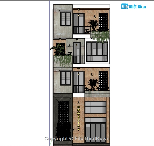 Sketchup Nhà phố 4 tầng,Sketchup nhà phố,Su Nhà phố,model sketchup nhà hiện đại,file sketchup nhà phố