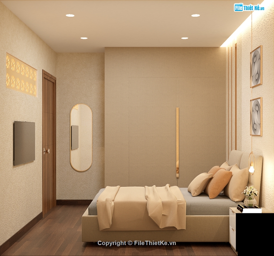 full setting ánh sáng vật liệu,setting Phòng ngủ,nội thất căn hộ,Sketchup phòng ngủ,file su phòng ngủ