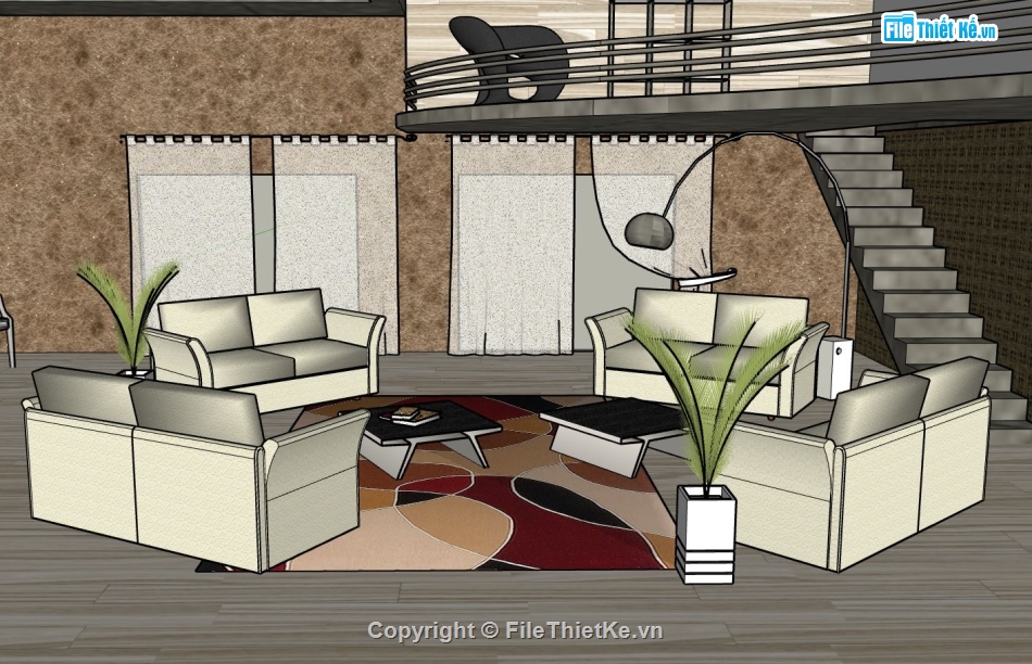 nội thất phòng khách,phòng khách hiện đại,phòng khách sketchup,model su phòng khách