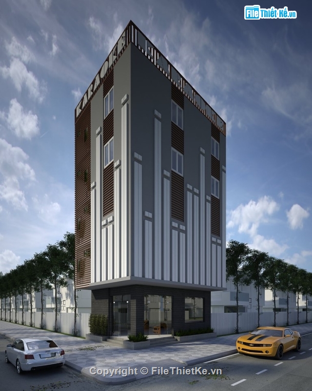 quán karaoke,mẫu karaoke,sketchup quán karaoke,ngoại cảnh quán karaoke