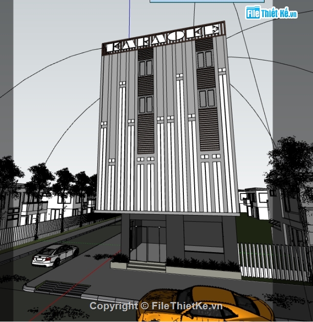 quán karaoke,mẫu karaoke,sketchup quán karaoke,ngoại cảnh quán karaoke