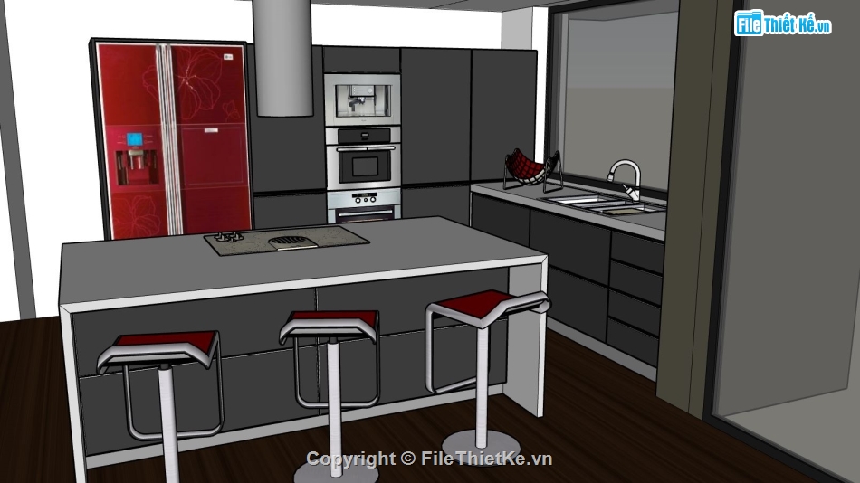 sketchup nội thất phòng bếp,3d phòng bếp,su phòng bếp