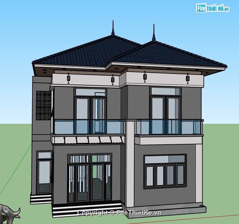 biệt thự 2 tầng,biệt thự hiện đại,sketchup biệt thự 2 tầng hiện đại,Biệt thự 2 tầng hiện đại