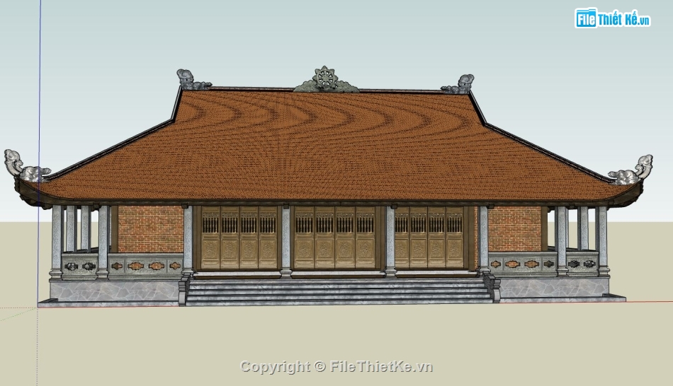 Sketchup chùa,thiết kế chùa,mẫu thiết kế chùa