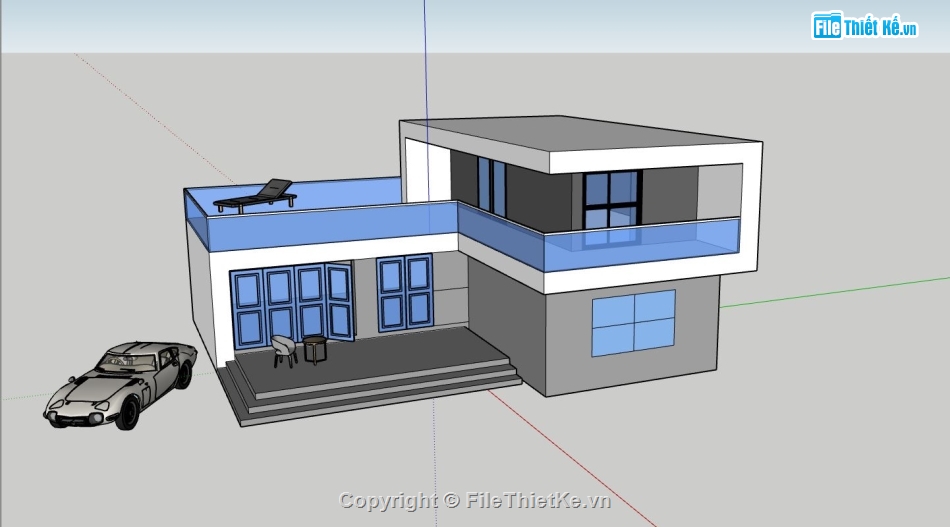 mẫu nhà 2 tầng,mẫu nhà hiện đại,sketchup nhà 2 tầng