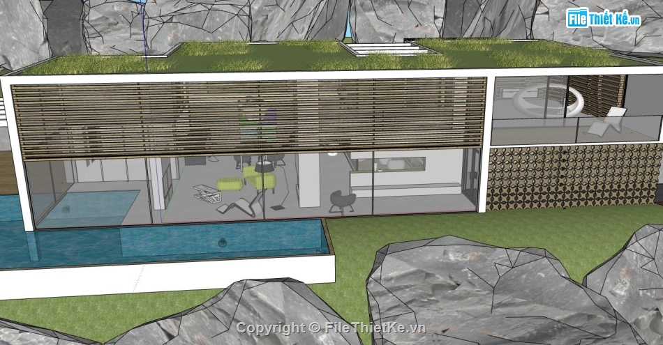 sketchup nhà nghỉ dưỡng,file su nhà nghỉ dưỡng,mẫu nhà nghỉ dưỡng su