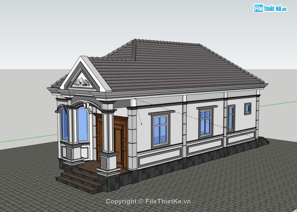 mẫu nhà phố hiện đại,nhà phố 1 tầng,file su nhà phố 1 tầng,nhà phố sketchup