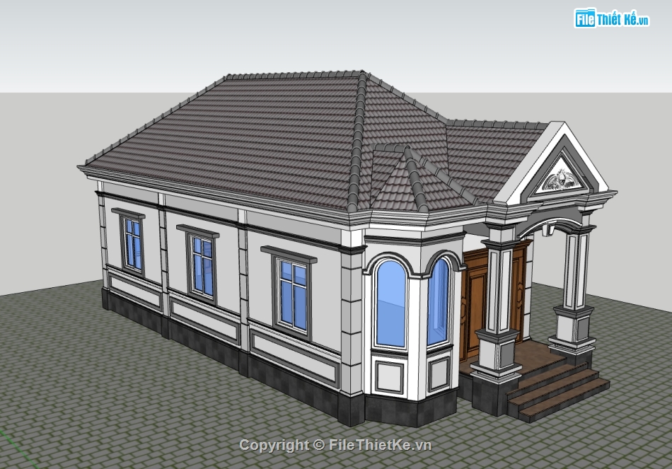 mẫu nhà phố hiện đại,nhà phố 1 tầng,file su nhà phố 1 tầng,nhà phố sketchup