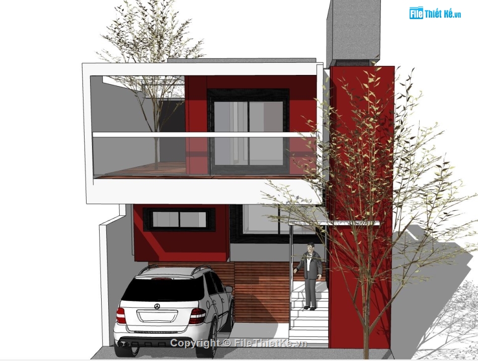 mẫu nhà phố 2 tầng,model su nhà phố 2 tầng,sketchup nhà phố 2 tầng