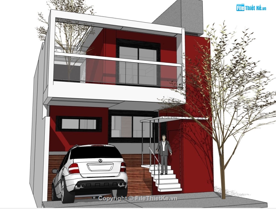 mẫu nhà phố 2 tầng,model su nhà phố 2 tầng,sketchup nhà phố 2 tầng