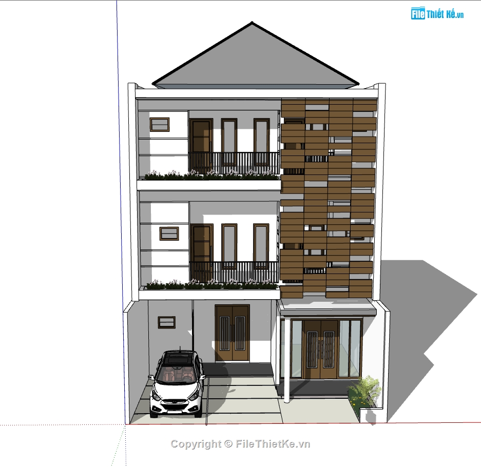 nhà phố 3 tầng,mẫu nhà phố 3 tầng,model su nhà phố 3 tầng,nhà phố 3 tầng sketchup