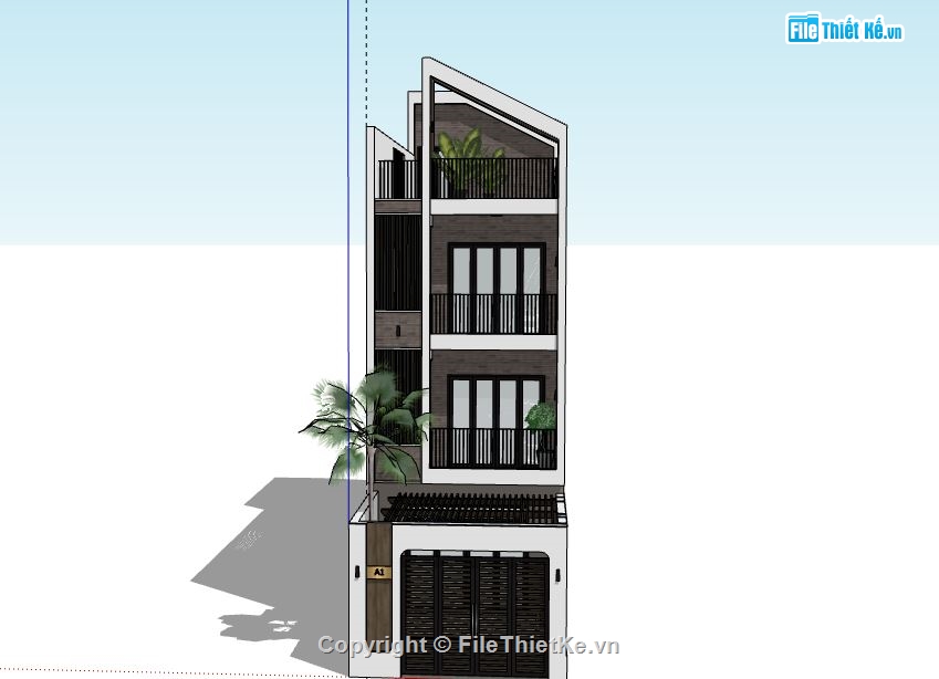 Nhà phố 4 tầng,model su nhà phố 4 tầng,nhà phố 4 tầng file sketchup