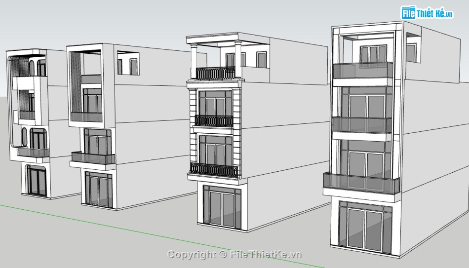 sketchup nhà phố 4 tầng,mẫu nhà phố 4 tầng,model su nhà phố 4 tầng