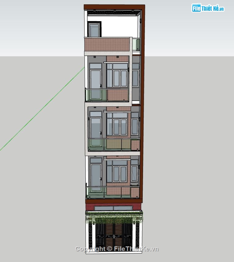 nhà phố 5 tầng,sketchup nhà phố 5 tầng,nhà phố 5 tầng skechup