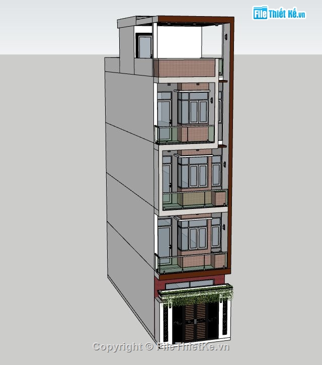 nhà phố 5 tầng,sketchup nhà phố 5 tầng,nhà phố 5 tầng skechup