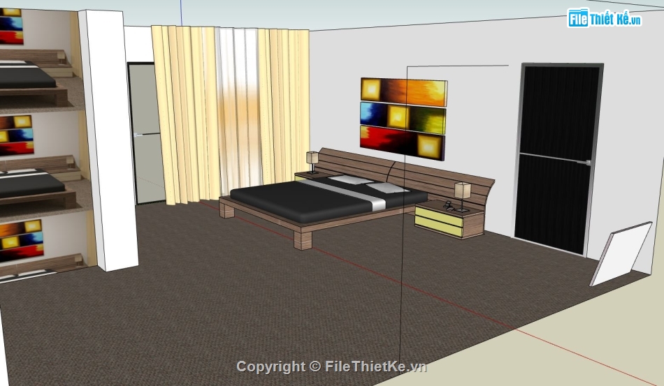 nội thất phòng ngủ,Sketchup mẫu nội thất,mẫu phòng ngủ