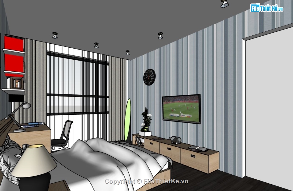 mẫu phòng ngủ,mẫu phòng ngủ hiện đại,model su phòng ngủ,phòng ngủ sketchup
