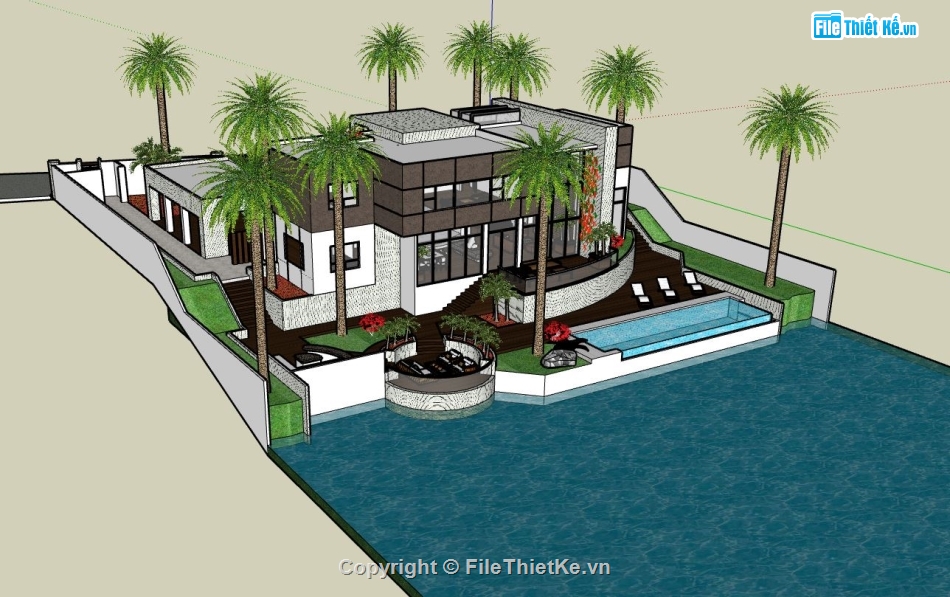 biệt thự đẹp 2,thiế kế biệt thự châu âu,sketchup biệt thự