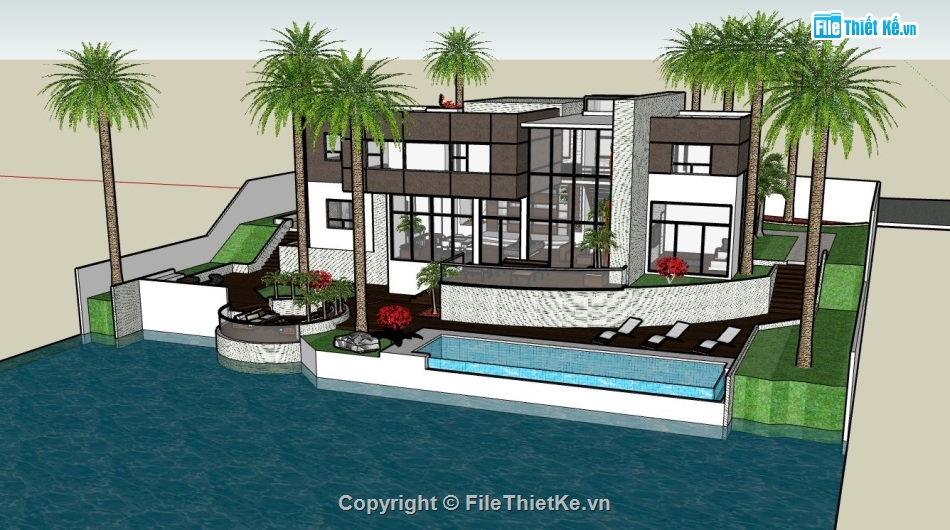 biệt thự đẹp 2,thiế kế biệt thự châu âu,sketchup biệt thự