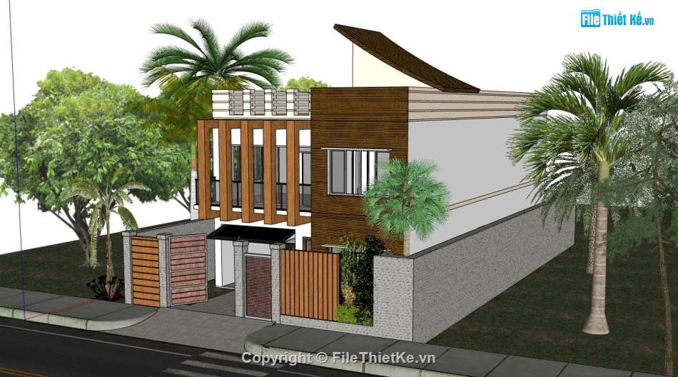 biệt thự 2 tầng,sketchup biệt thự 2 tầng,model biệt thự 2 tầng