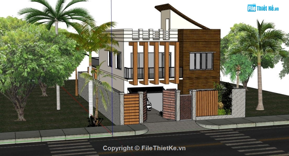 biệt thự 2 tầng,sketchup biệt thự 2 tầng,model biệt thự 2 tầng