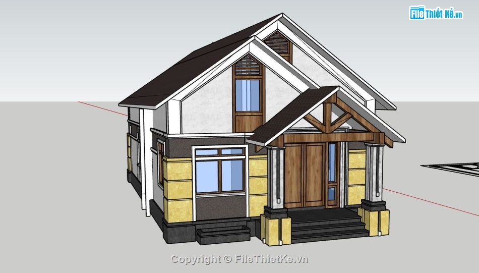 sketchup nhà 1 tầng,sketchup mẫu nhà 1 tầng,model su nhà 1 tầng