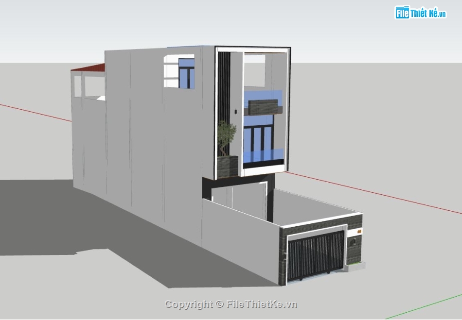 nhà phố 3 tầng,nhà 3 tầng,sketchup nhà phố 3 tầng