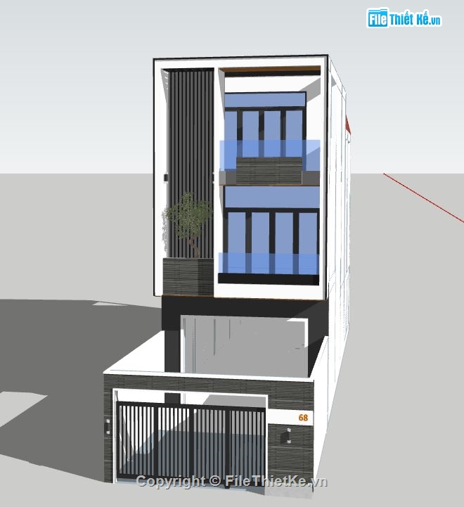 nhà phố 3 tầng,nhà 3 tầng,sketchup nhà phố 3 tầng