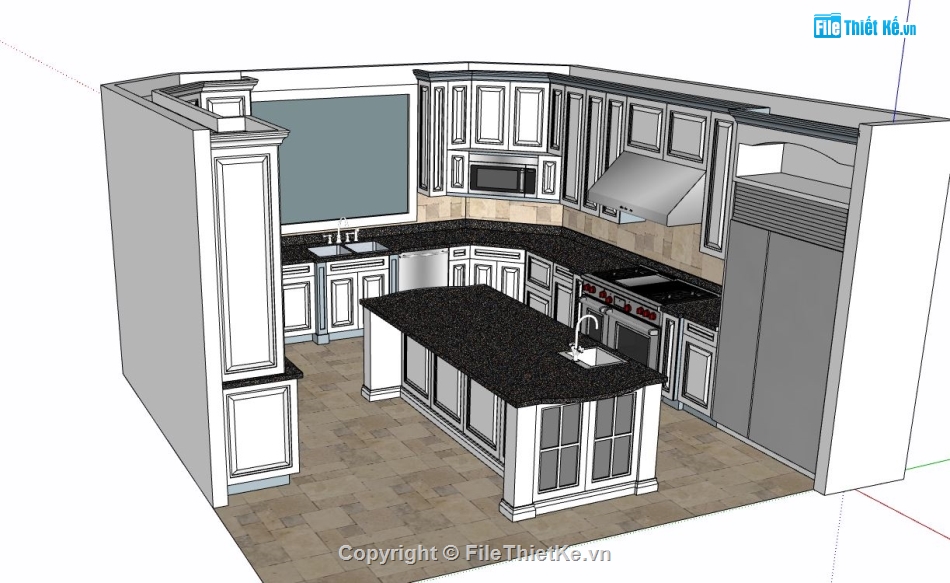 Sketchup bếp,nội thất phòng bếp,Sketchup mẫu nội thất